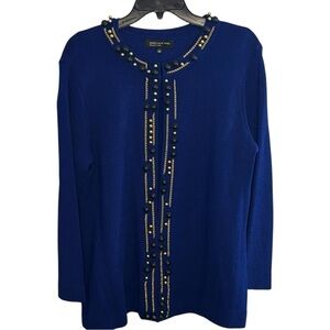 Jones‎ New York Sweater Set Purple w/ Gold & Black Metal Accents in Size L